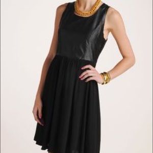 Line & Dot Leather and Rayon Dress